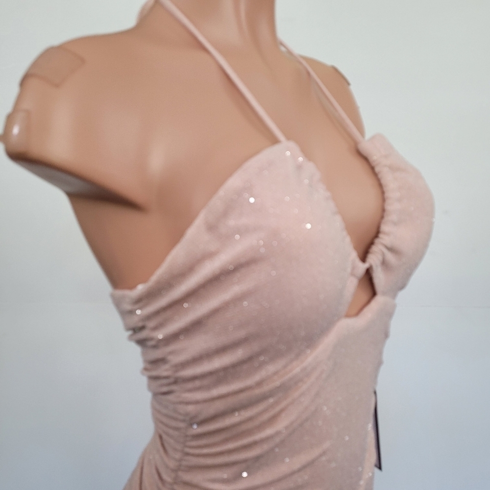 B Darlin Halter Neck Ruched Gown Size 11/12 - Picture 6 of 11